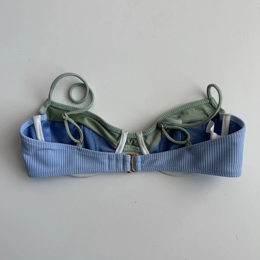 Lovers + Friends Pool Party Bikini Top Size Small Blue Mint Revolve Vacation - Picture 3 of 6